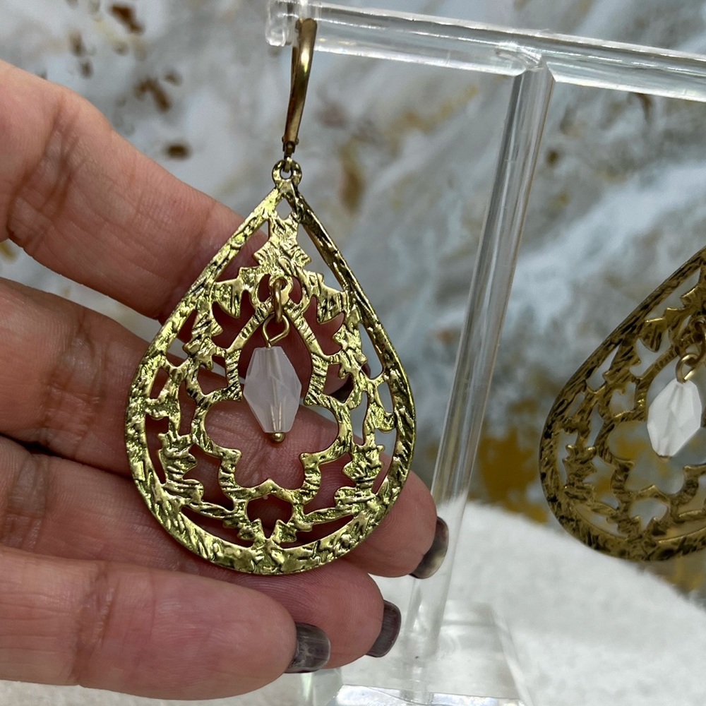 4 pairs Vintage Mod ~ Renewed Antique Brass/Copper Earrings - Picture 5 of 10